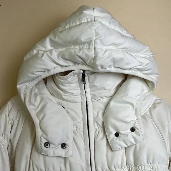 Hybris Y2K Made in Italy white down puffer jacket ruched 36 XS - Picture 3 of 11